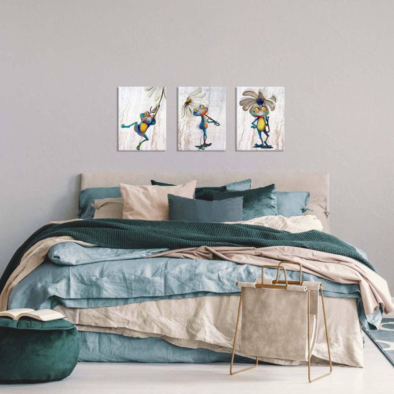 Zlove Happy Frog Colorful Wall Decor, Cute Animal Graffiti Wall Art - Abstract Frog Posters for Kids Room Bathroom Playroom, 12"x16", 3Pcs - Image 5